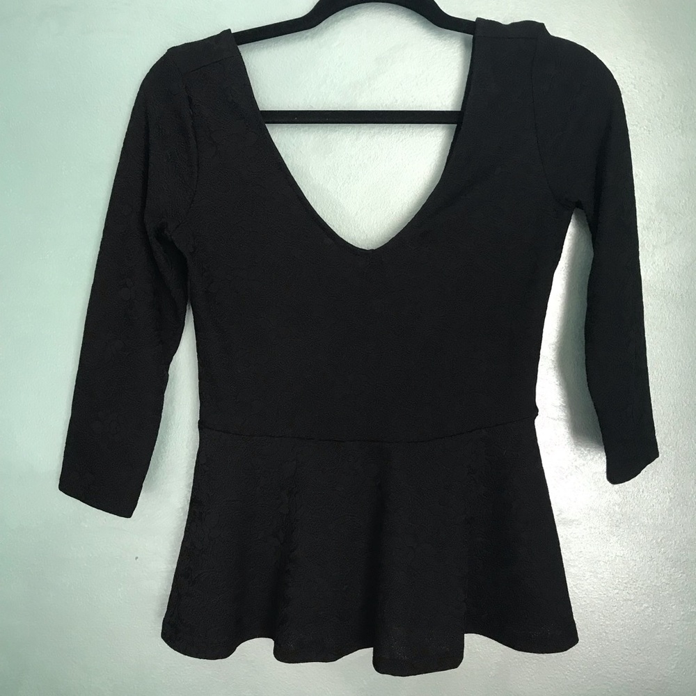 Black Lace Peplum Top